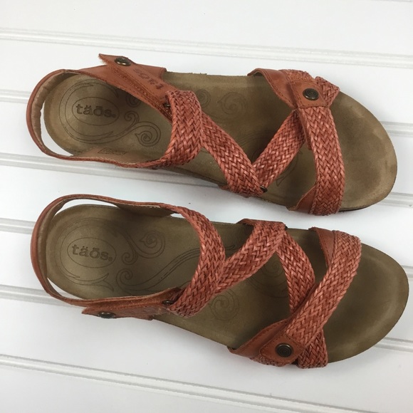 Taos Footwear Shoes | Taos Trulie Brick Woven Leather Wedge Cork Sandals | Poshmark
